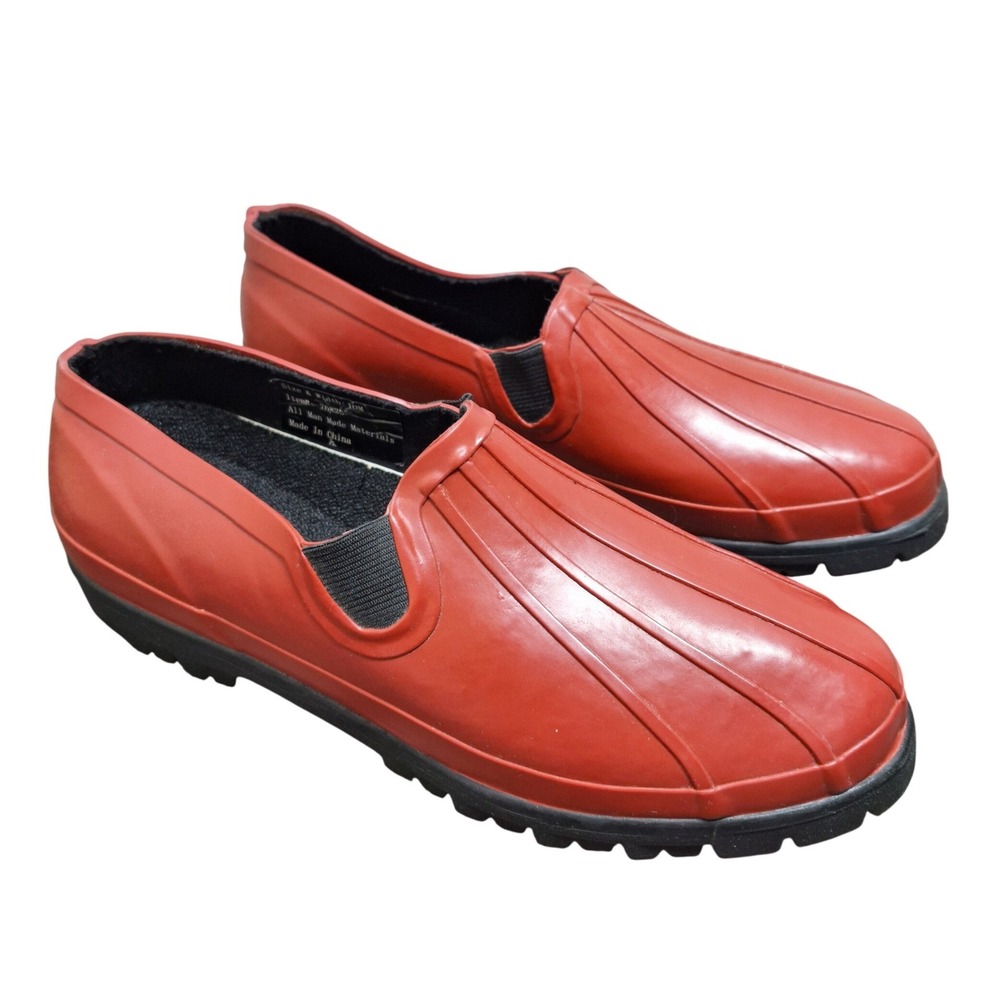 Chromatics by Totes Women Size 10 Red Rubber Rain Shoes Slip On Clogs Waterproof